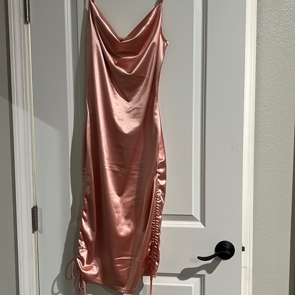 Satin blush pink dress